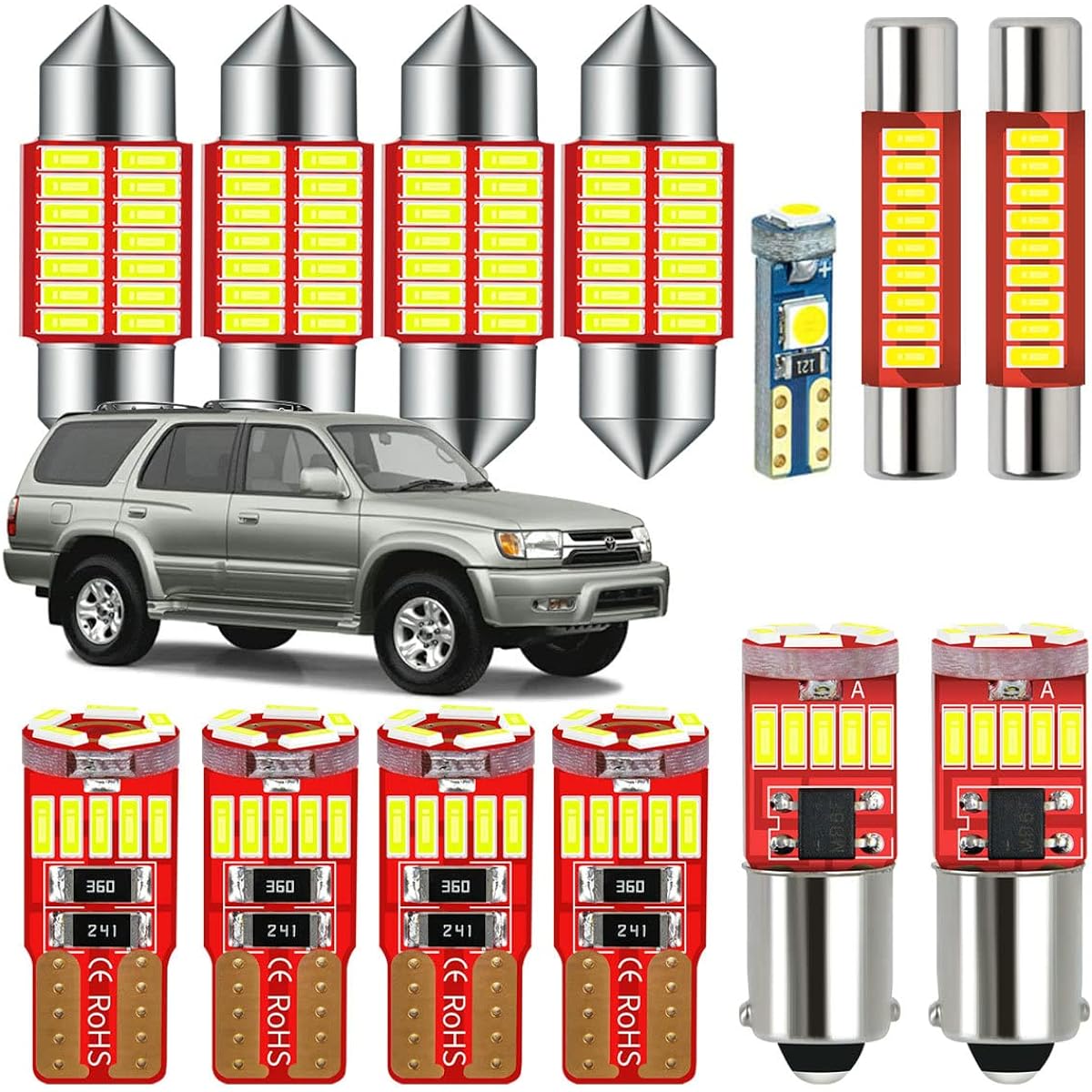 DODOFUN Interior LED Light Kit 1996-2002 Toyota 4runner (6,000k13 light bulbs)