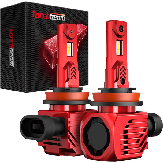 TORCHBEAM H11/H8/H9 LED bulb 20000 Lumen 100W 600% brightness 6000k Cool White Plug and Play Halogen Replacement LED Light bulb 2 packs