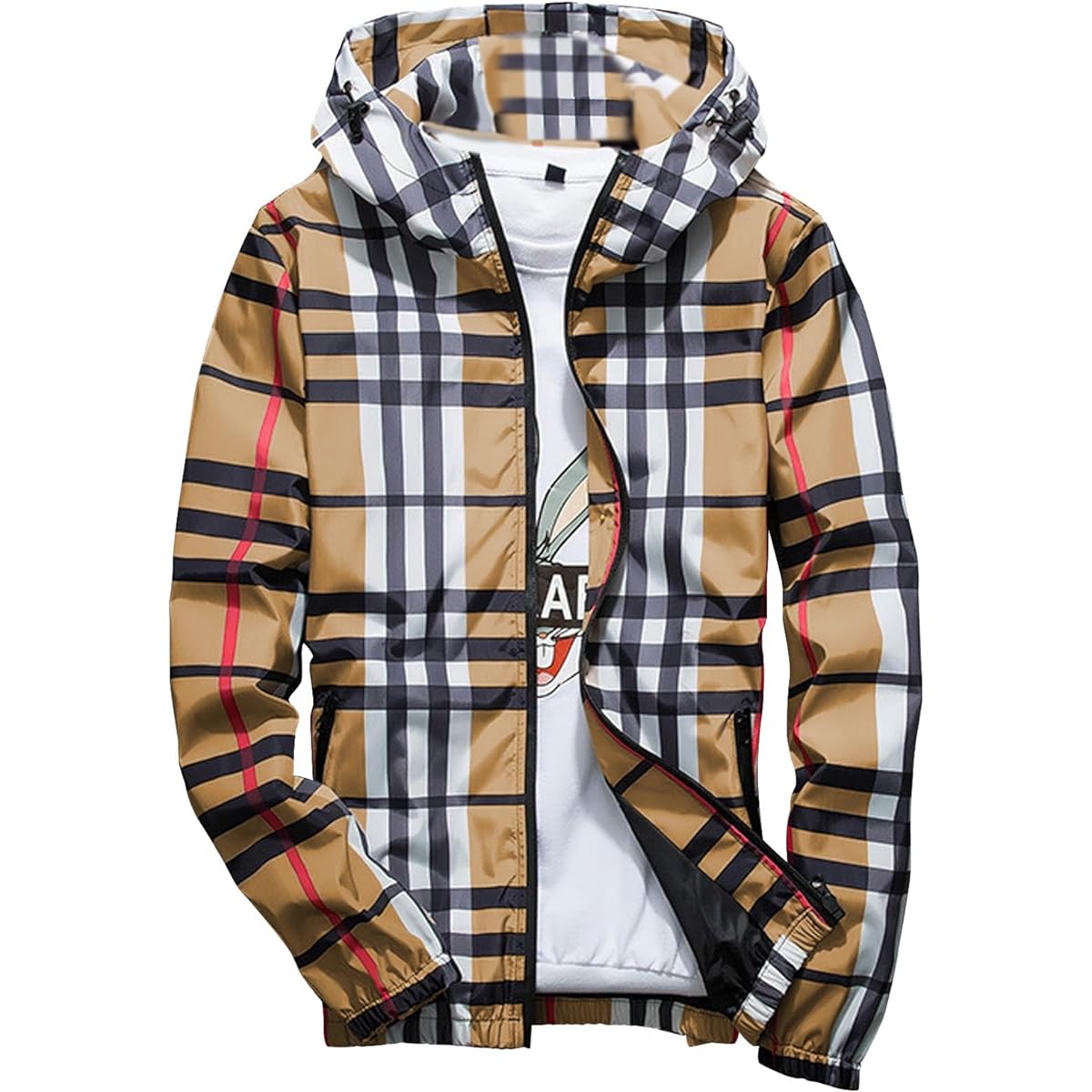 [J.STORE] Blouson Jacket Spring Autumn Winter Hooded Check Pattern Parka Outdoor Jacket Men's M~2XL