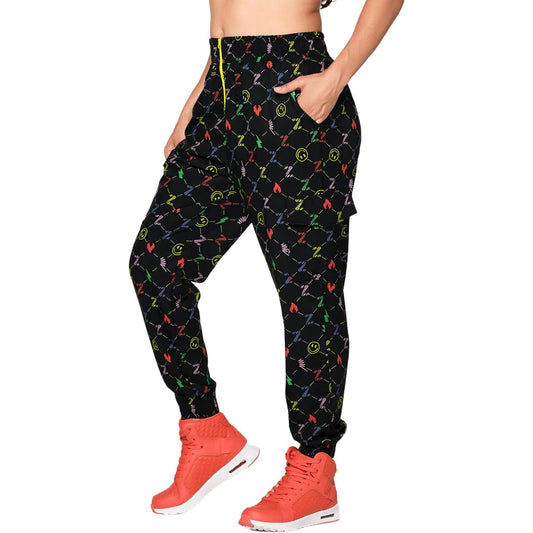 [ZUMBA WEAR] Track Pants High Waist Fitness Print Pattern Z1B000217