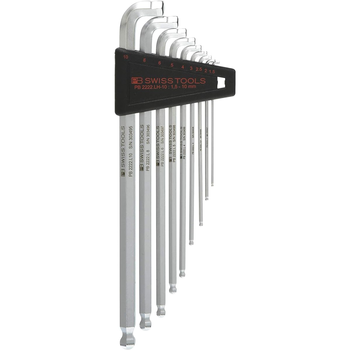 PB SWISS TOOLS Long hex wrench set with multi-angle ball (pack included) 2222LH-10CN