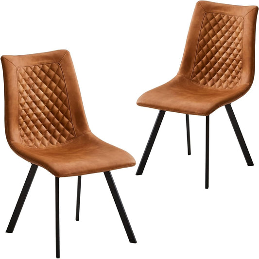 Dining Chair Synthetic Leather Seat Height 43cm Brown Color Bardot DC7020 Set of 2