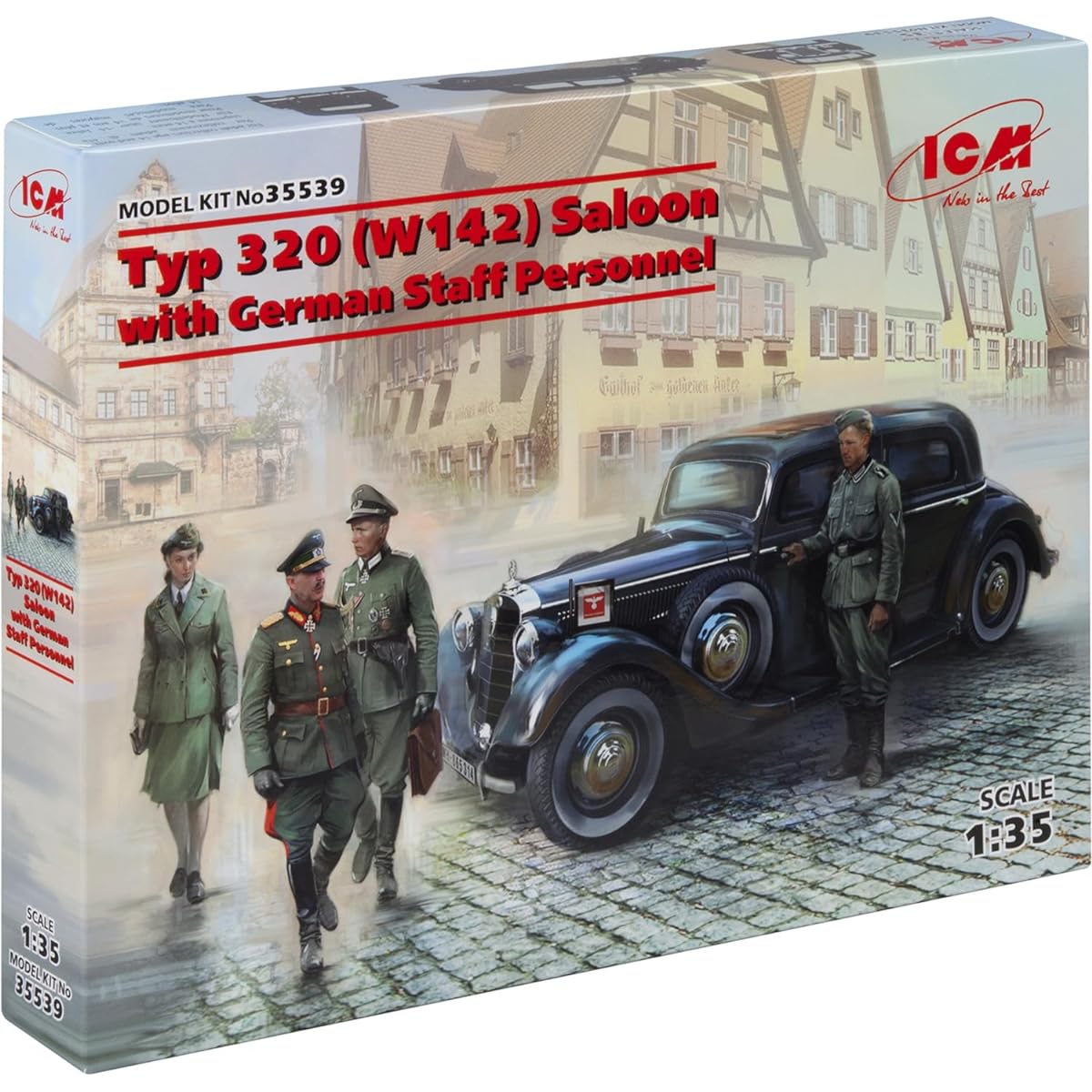 ICM 1/35 Germany Typ320 (W142) Staff Car w/German Staff 4 Plastic Model 35539