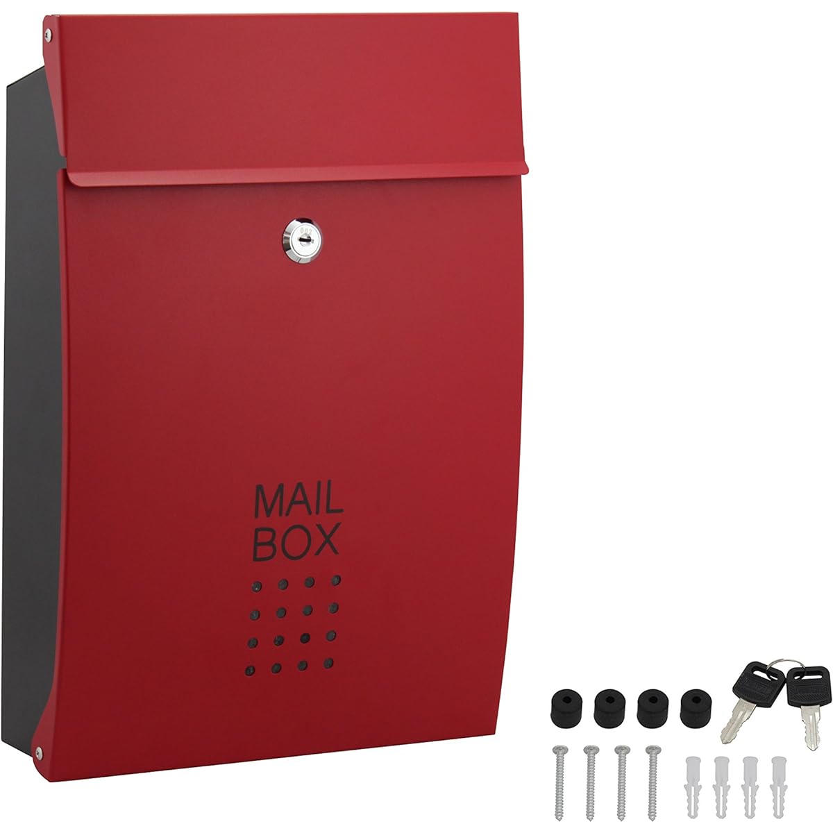 High Logic Sakai Trade Mailbox/Post Red W260xH385xD80mm with secure lock SHPB05A-RB