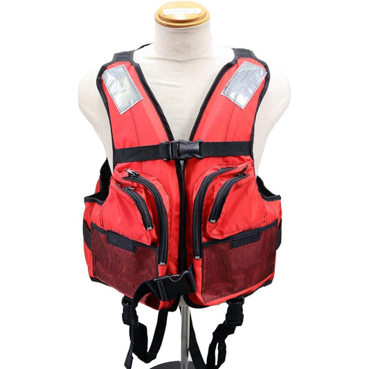 Ocean BW-2003 Type A with Cherry Blossom Mark Life Jacket for Small Boats Fishing Life Jacket for Boarding Ocean Life Ministry of Land, Infrastructure, Transport and Tourism Approved Product Test Product Fishing (Red)