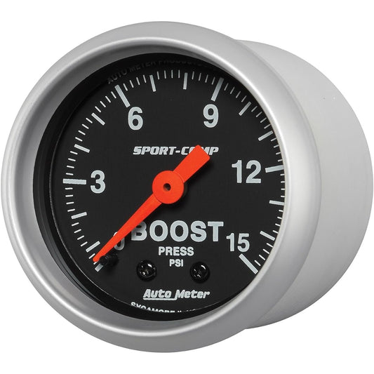 Autometer (3302) SPORT COMP 2-1/16 inch 0-15 PSI mechanical boost gauge