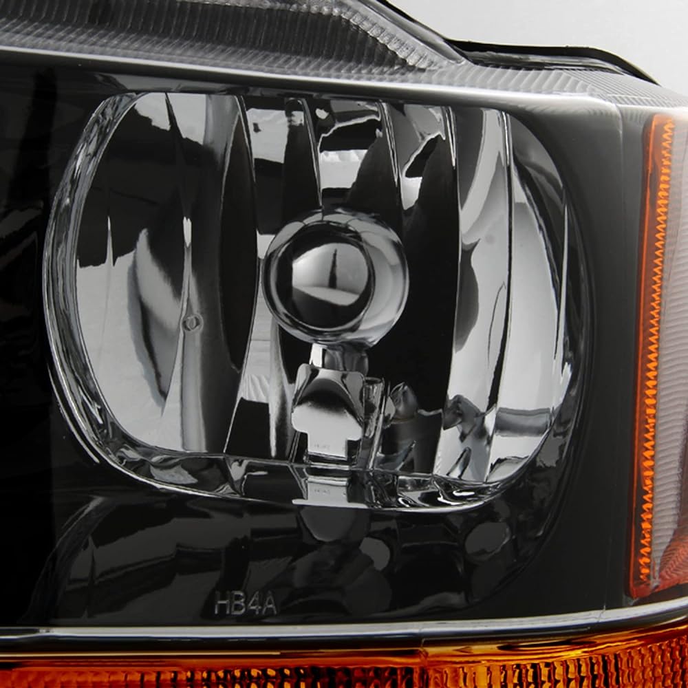 Jeep Grand Cherokey OE replacement Black headlight driver/passenger seat Amber head lamp pair