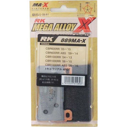 RK Brake Pad Mega Alloy HONDA:CBR1000RR '04/'05 [TOKIKO 4PC] (Front) etc. Motorcycle Motorcycle 889MA-X