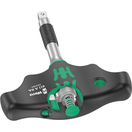 Wera 05023460001 | T-type handle adapter driver 411 A RA driver with ratchet function 6.35mm 1/4" x 45 mm [Japanese regular import product]