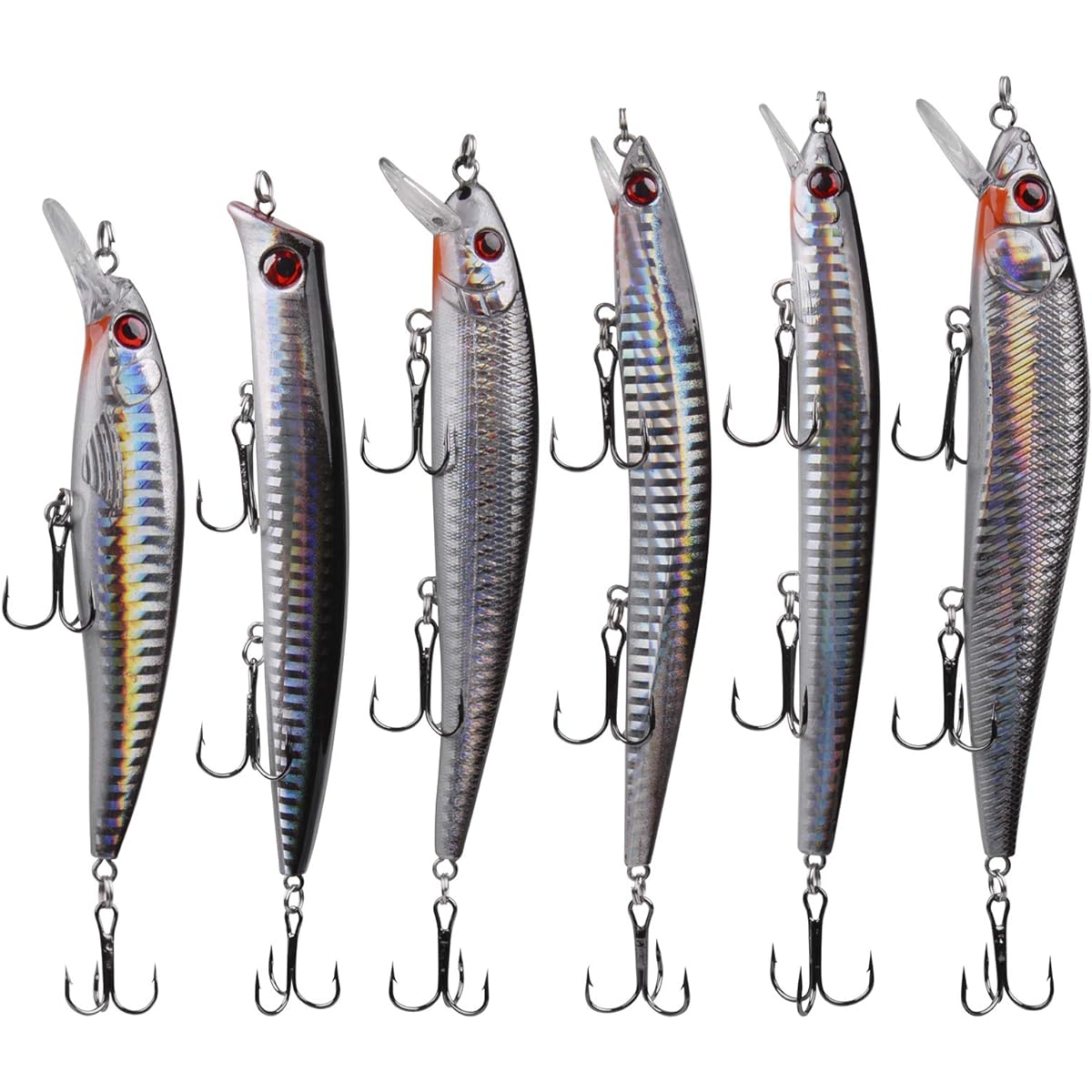 Minnow lure, floating minnow, sinking minnow, moving center of gravity, minnow, trout, sea bass, flounder, blue fish, 6 minnow lures, long throw, 12g-22g, all range