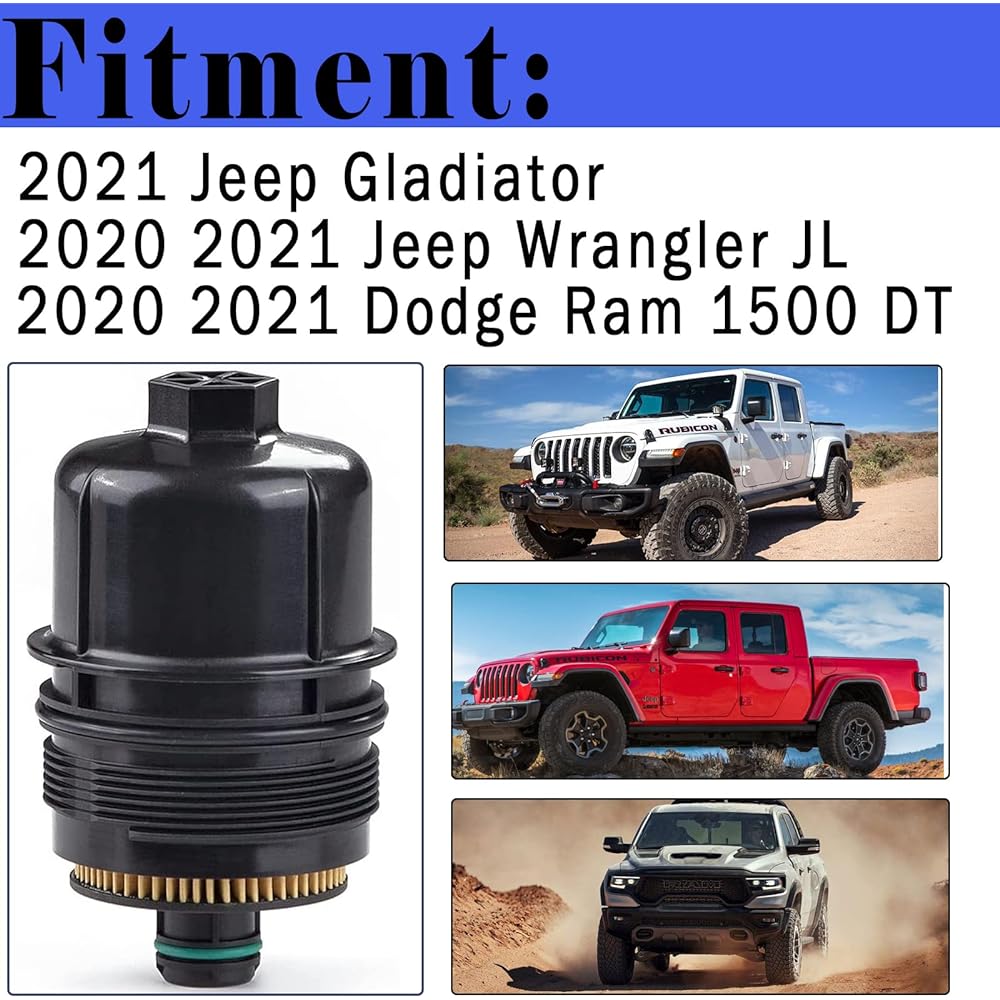 ECODIESEL engine oil filter element and cap 2020 2020 2020 2020 2020 2021 DODGE RAM 1500 DT 2021 GLADIATOR 68507598AA 68498720AA Oil filter 3.0L V6