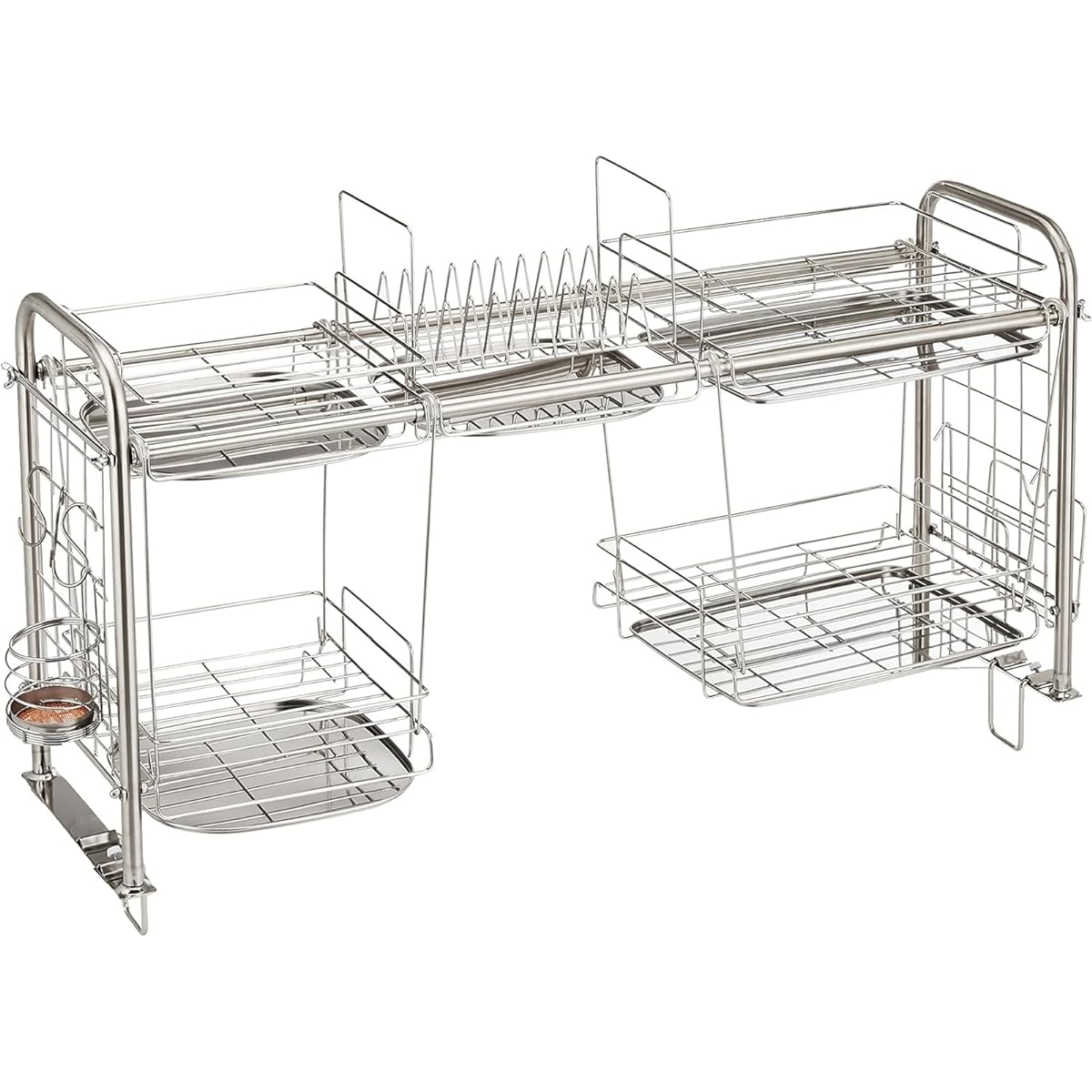Sugiyama Metal Storage Rack, Kitchen, 3 Tiers, Stainless Steel, Made in Japan, Seasonings, Effective Utilization of Free Space, Can be Fixed, Stable, Lower Tier Option Included, KS-2713
