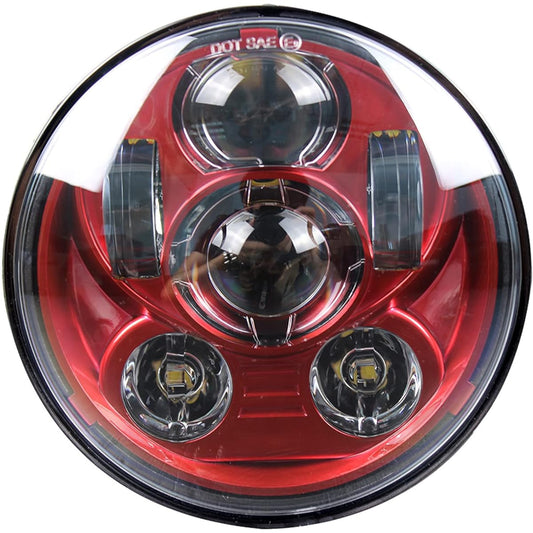 AKMTIES Auto Bey Head Light 5.75 inch 5 3/4 inch Round LED Project Headlight Head Light Bob Bob Sport Star Wide Glide Low Rider Head Lamp (Red)