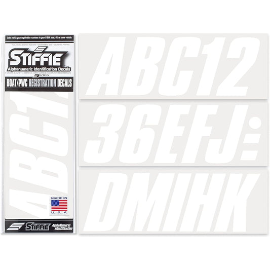 STIFFIE SHIFT White 3 "ID Kit Kit Kit alphanumeric Registration No. Sticker Decal for Boat individual Watercraft