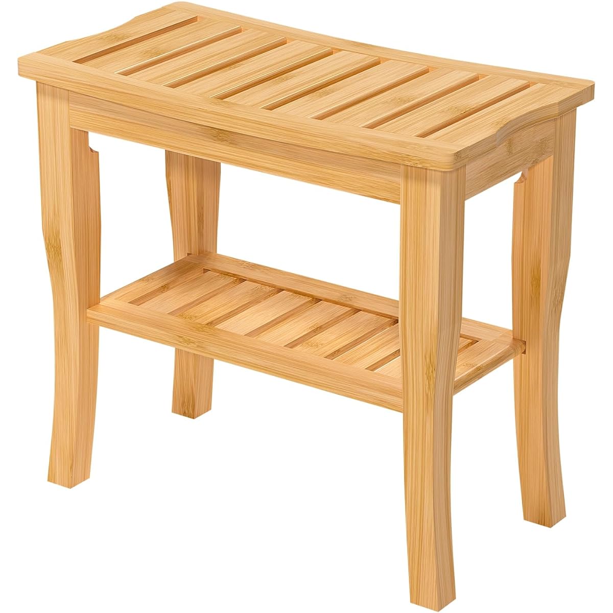 Focieulo Stool, Bamboo Bench, Dining Bench, Entrance Bench, Side Table, Dining Table Auxiliary Chair, Storage Shelf, Storage Stool, Shower, 2 Tier Seat, Plant Stand, Step Stool, Pregnant Women, Children, Elderly Care (Bamboo Color)