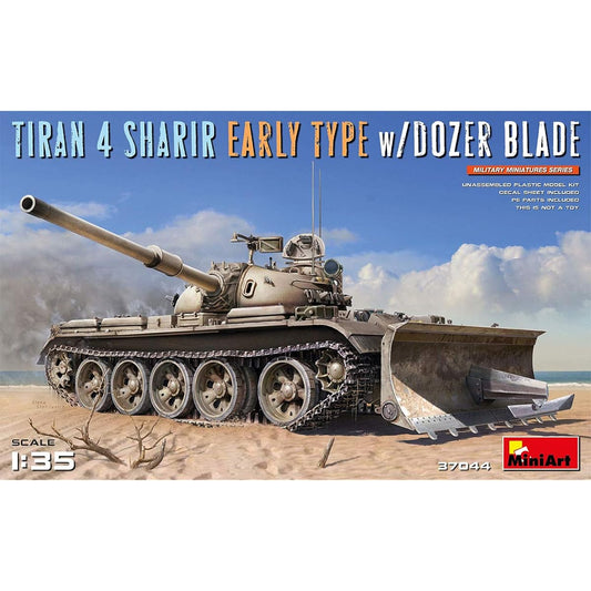 Miniart 1/35 Israeli Army Tiran 4 Sharir Early Model with Dozer Blade Device Plastic Model MA37044