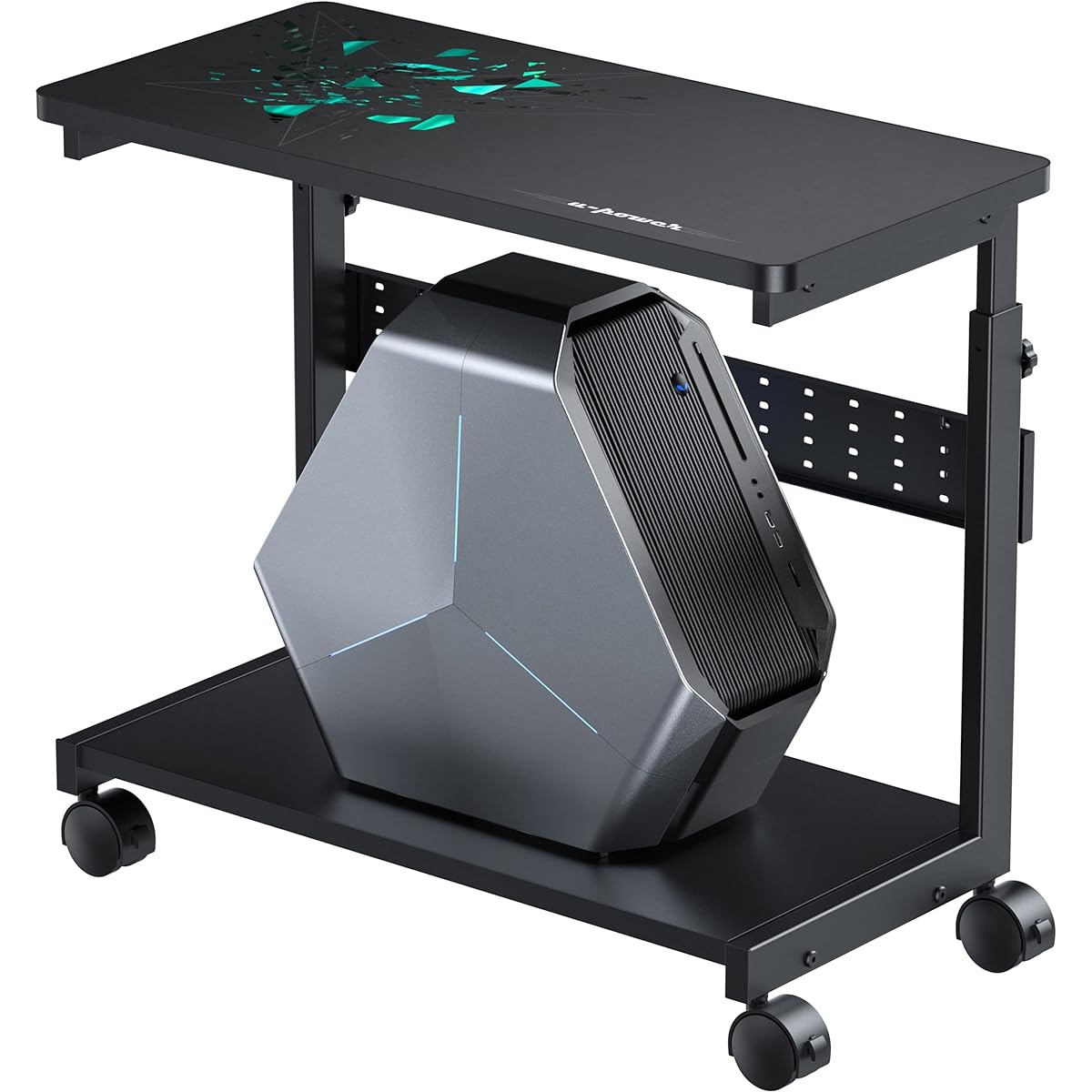 U-POWER Liftable L-shaped Desk PC Rack Computer Rack PC Wagon Height Adjustable (Width 32 x Depth 67 x Height 60-80cm) Black X-1