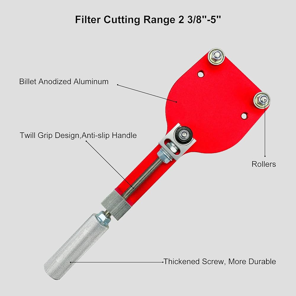 TADYAO oil filter cutter replacement 77750 filter cut range 2 3/8 inch-5 inches (red)