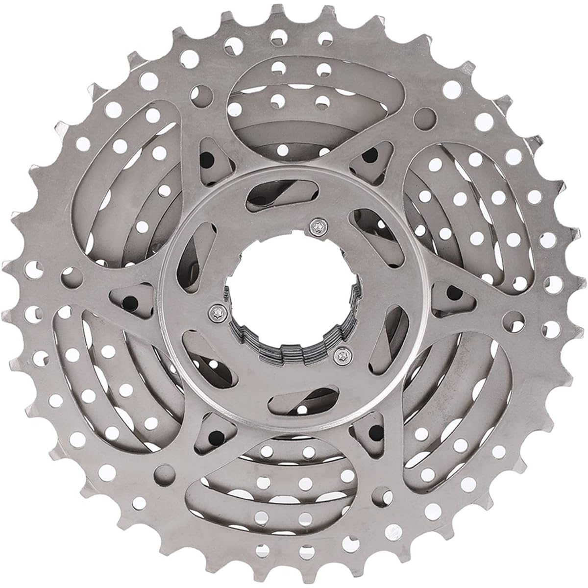 Freewheel 9/10/11/12 Speed 32/36/42/46T Hollow Design Lightweight Super Wear-resistant Steel Sprocket Cassette Mountain Bike Road Bike Bicycle Replacement Accessories (10S 11-36T Silver)