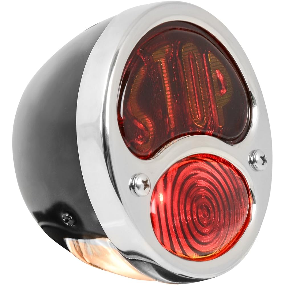 KNS Accessories KA0038 Black 12V Duo Lump Tail Light Ford Model for Amber Script Red Glass Lens and License Light (with S.S. Rim)