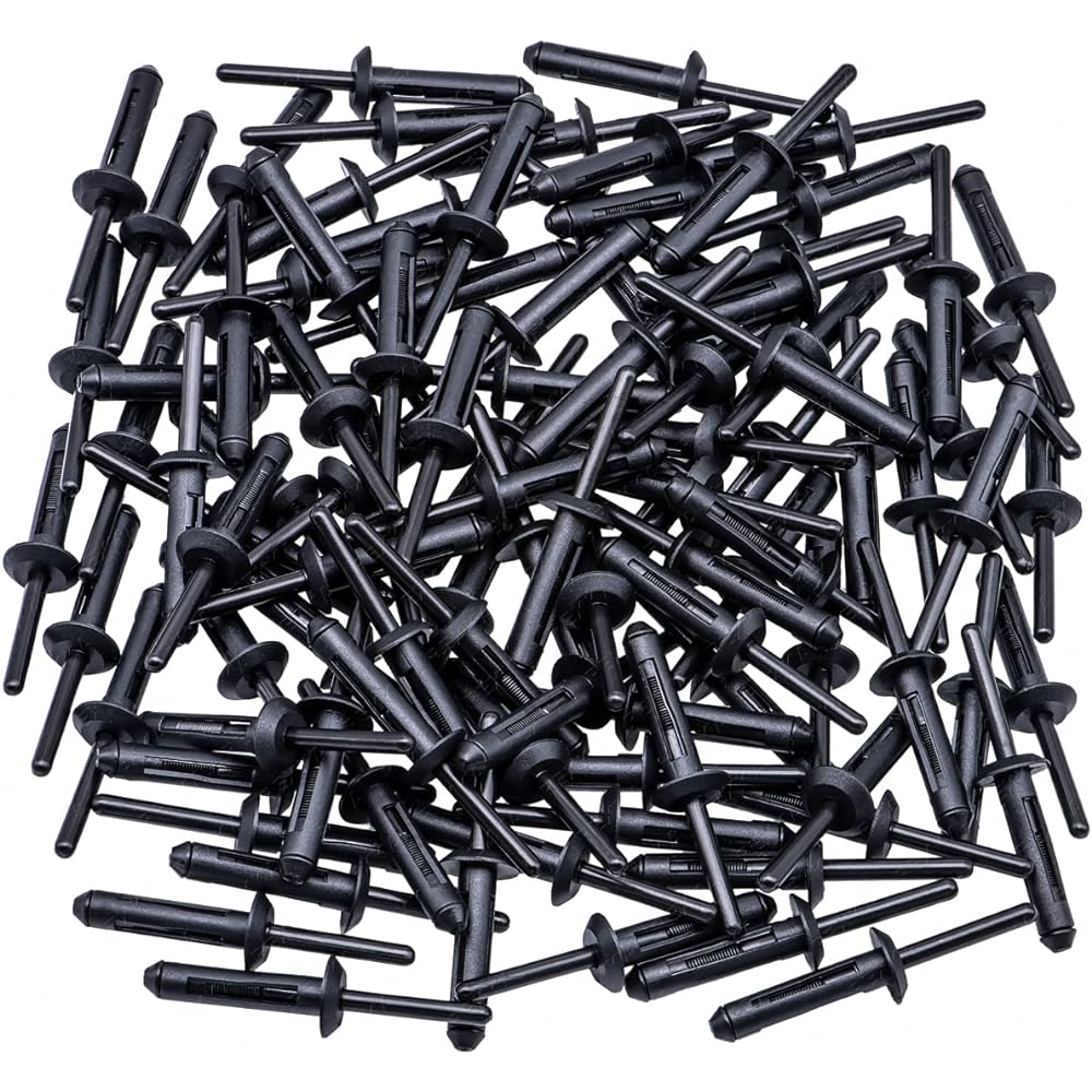 REXKA Fender Fragment Rivet 1/4 Hole 100 Chrysler 6506007AA 07-20 Jeep Wrangler, Wrangler UNLIMITED JK & 02-12 Liberty KJ GM 10184895 Ford N803862-S