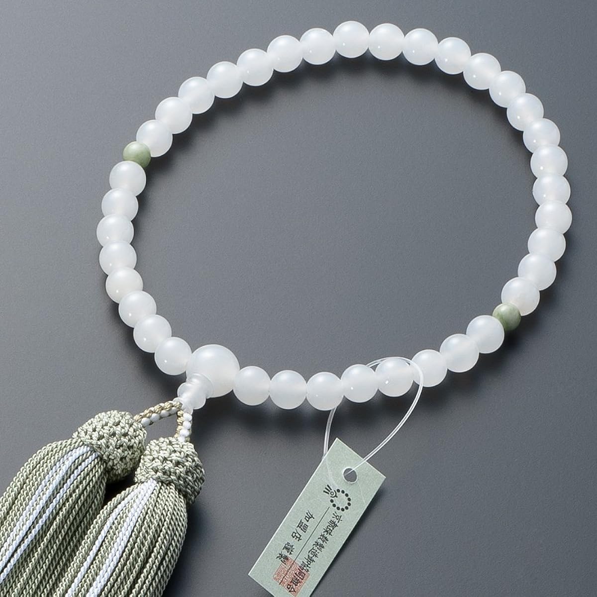 [Butsudanya Takita Shoten] Kyoto prayer beads for women, white onyx, 2 Tendokuzan beads, 7mm beads, pure silk head tassel, beads bag included, can be used by all sects, certificate included