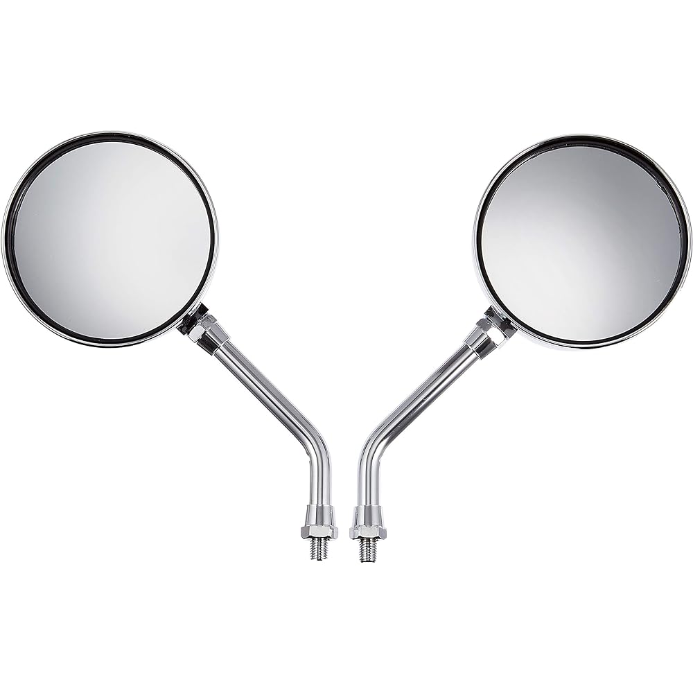 Bike Parts Center Bike Mirror ZII Short Mirror 10mm Left and Right Set Plated Type Clear Lens 6038