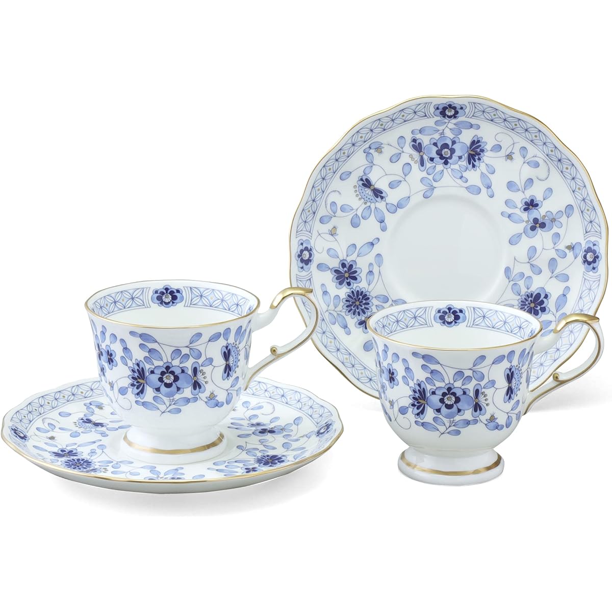 NARUMI Cup Saucer Set Milano 200cc Blue Floral Pattern Plum Blossom Chintz Style Pair Coffee Cup & Saucer Wedding Gift Respect for the Aged Day Present Made in Japan Gift Box Included 9682-20515