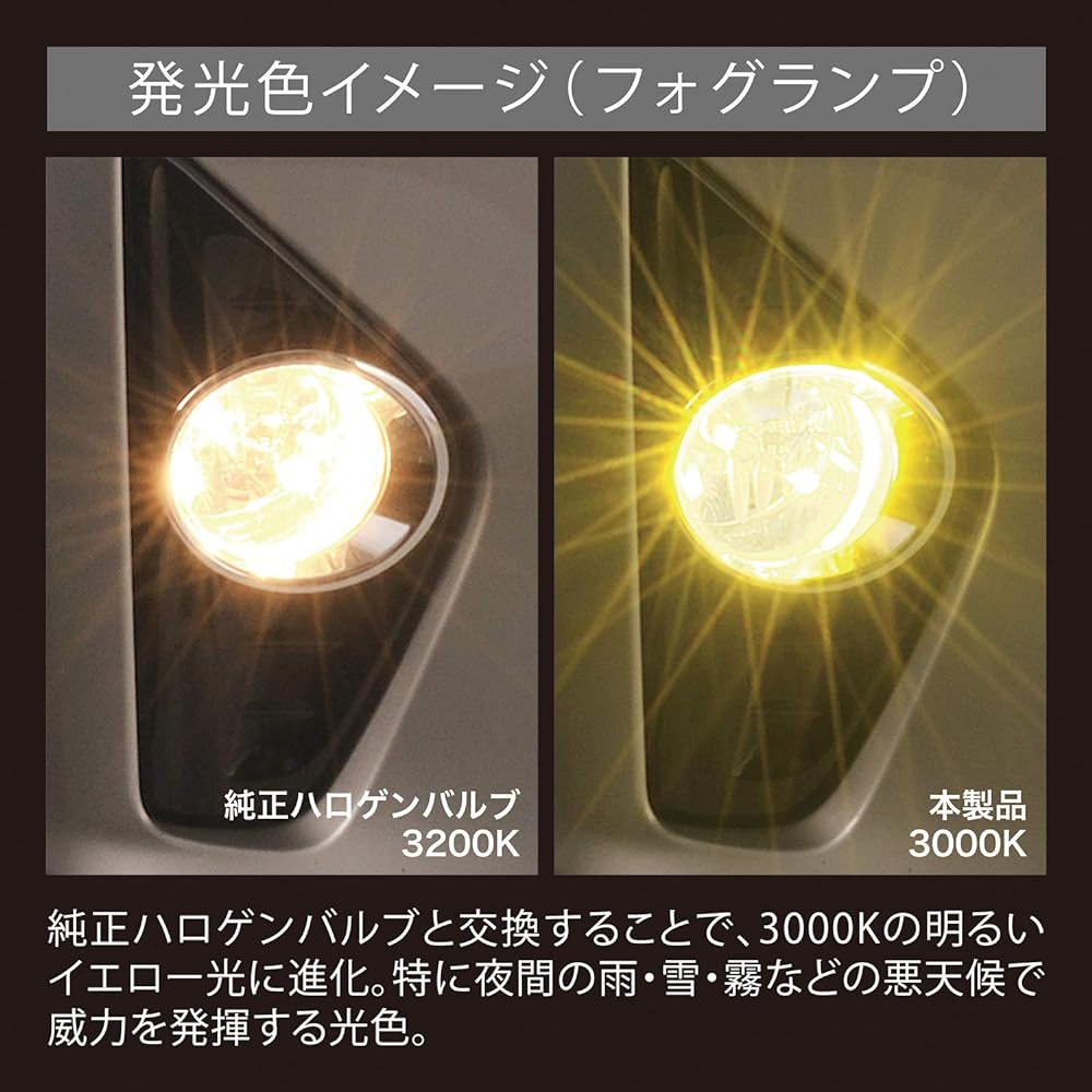 Carmate Car LED Fog Lamp GIGA F2800 Series PSX24W 3000K Bright Yellow Light 1400lm Vehicle Inspection Compatible BW5123