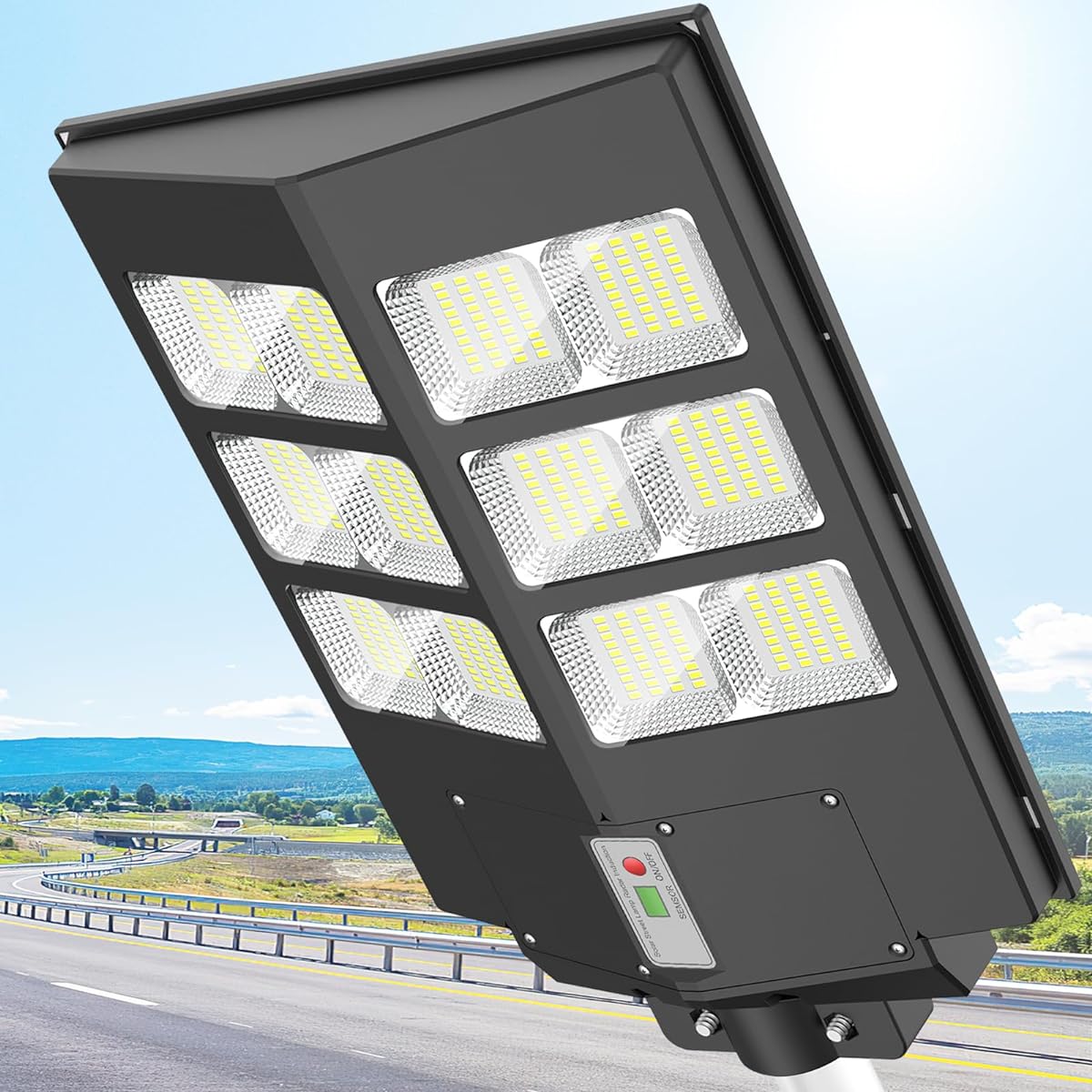 BNT Solar Street Light Sensor Light 600W Solar Light Outdoor Waterproof Sensor Light Outdoor Solar Sense of People Automatic Night Light Off Timer Function Street Light Solar Outdoor Energy Saving No Wiring Required Solar Powered LED Light Outdoor Light
