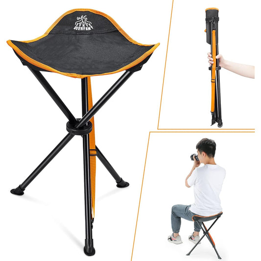 DEERFAMY Outdoor Chair, Compact, Lightweight, Portable, Fishing, Folding Chair, 22.0 inches (56 cm) Height, Folding Chair, Stool, Load Capacity 220.5 lbs (100 kg), No Assembly Required, Portable