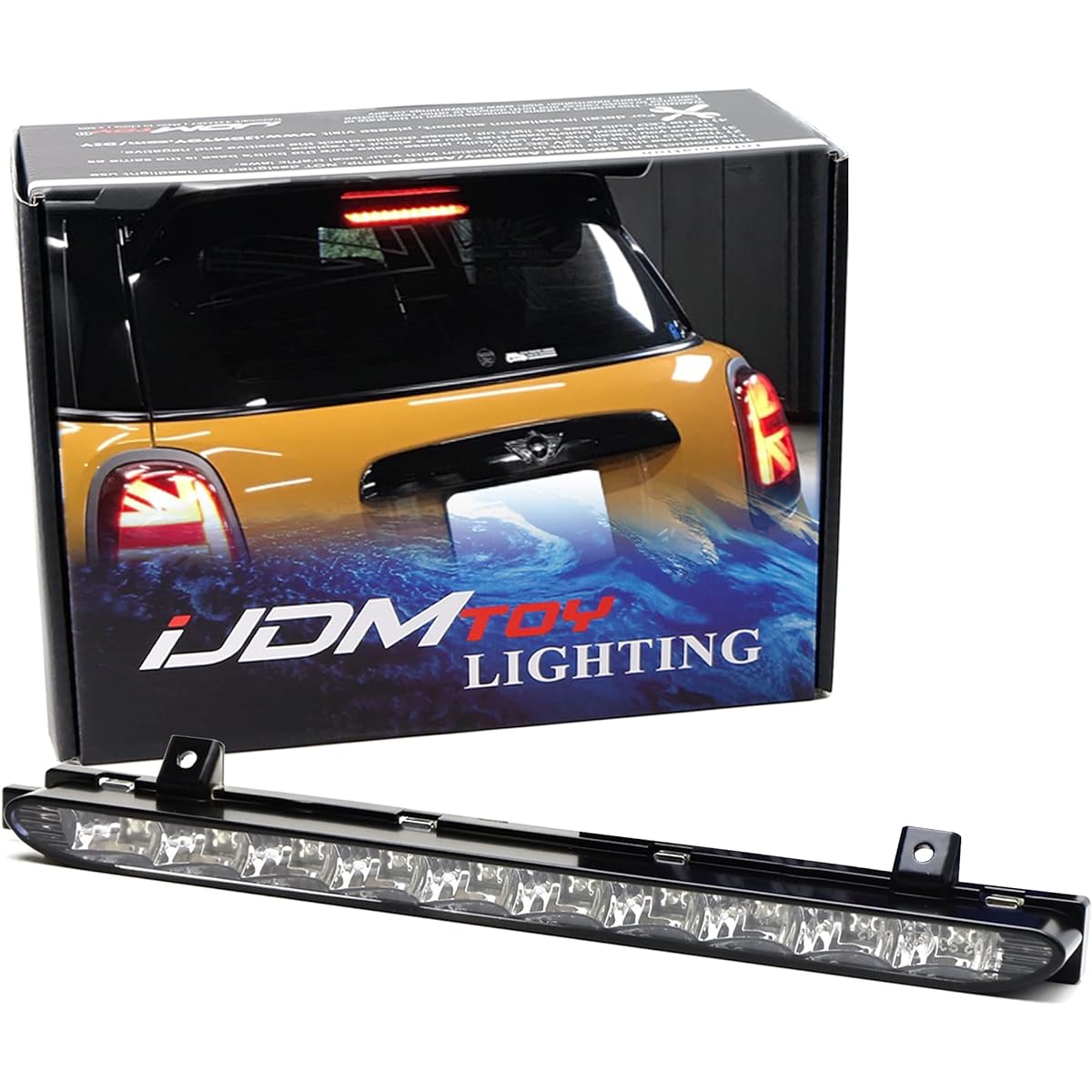 IJDMTOY Black Chrome Finished Red LED 3rd Brake Light Assilled MINI COOPER F54 F55 F56 OEM compatible high mount sard brake light kit