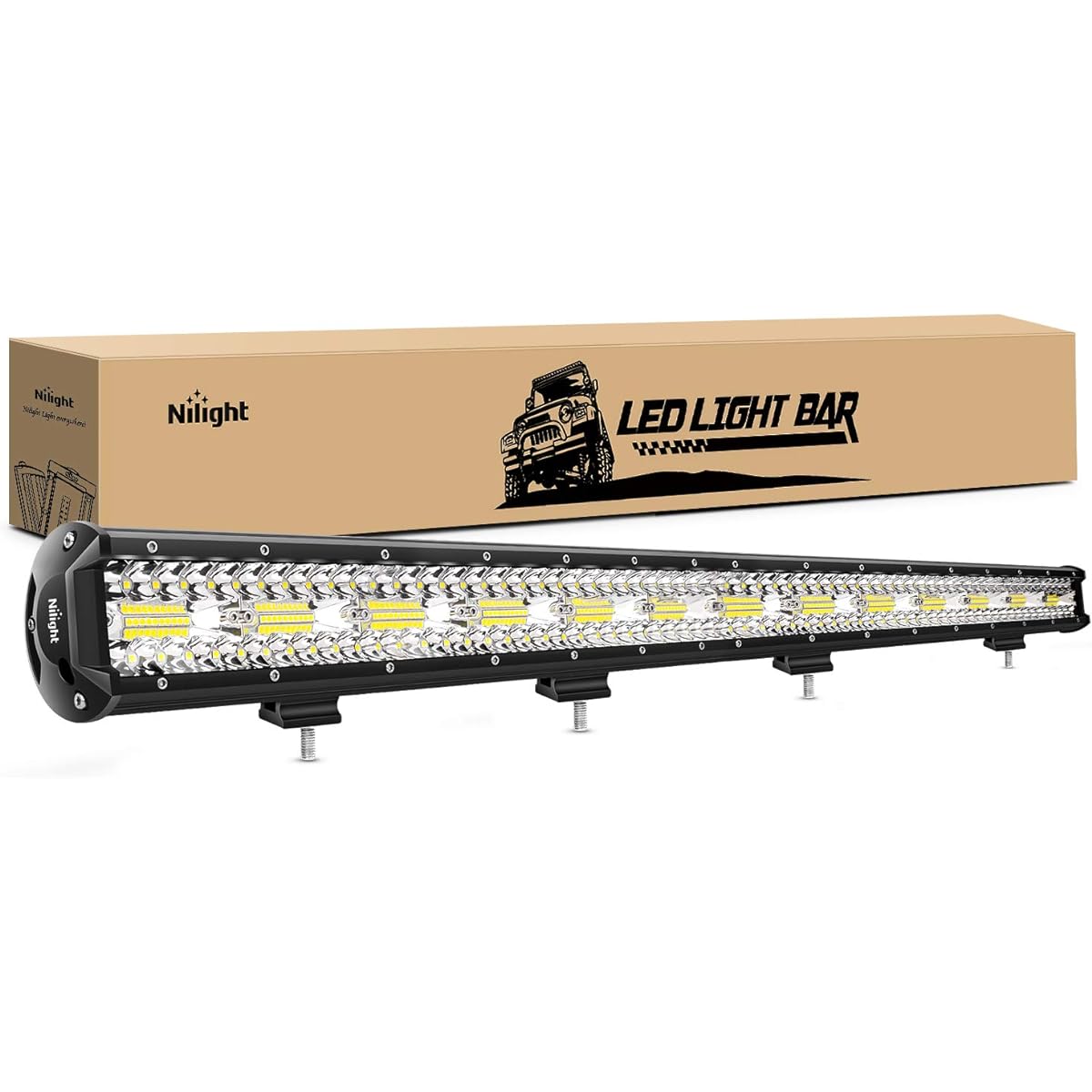 NILIGHT 18026C-A 37 inch 780W 3-row flood spot combo bar 78000LM driving waterproof LED worklight off-road truck car ATV SUV Jeep cabin boat 2 years warranty light bar