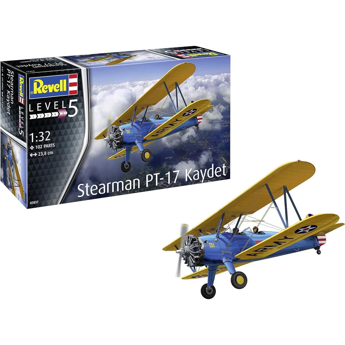 German Level 1/32 US Navy Stearman PT-17 Cadet Plastic Model 03837 Molding Color