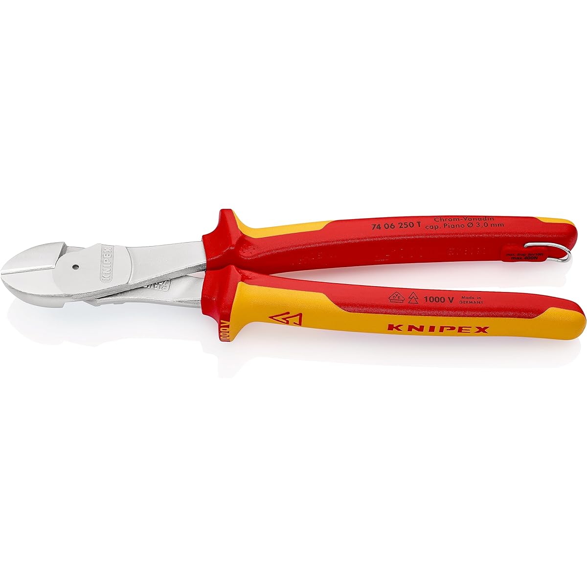 KNIPEX Nipper KNIPEX 7406-250TBK Insulated strong diagonal nipper Fall prevention (BK) 7406-250TBK