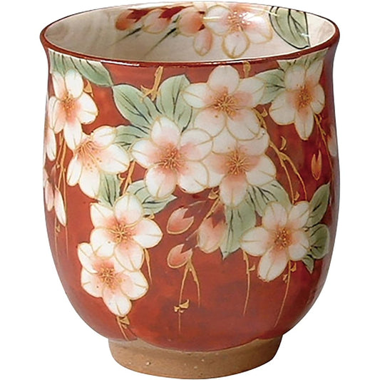 Kyoto ware Kiyomizu ware pottery kiln teacup small weeping cherry tree KTA190-02