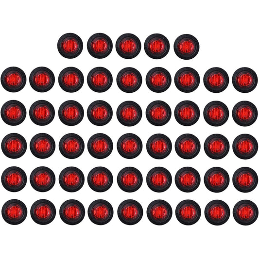 TMH 50 pieces 3/4 inch mount red LED clearance marker light side marker light LED marker light Light LED trailer marker light trailer light