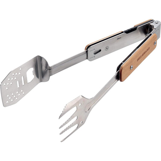 CAPTAIN STAG Barbecue Cooking BBQ Multi-Tool 4 [Tongs/Fork/Turner/Bottle Opener] Storage Case Included UG-3287 Silver