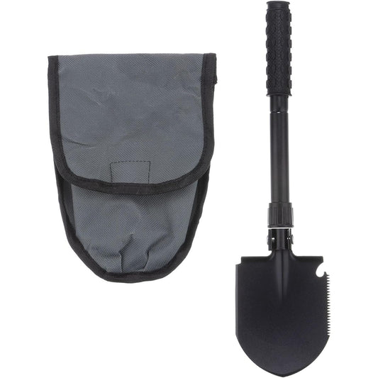 uxcell Multi-Function Folding Camping Shovel 44.6cm Length Iron Adjustable Multipurpose Gardening Shovel with Carrying Bag for Outdoor Camping Hiking Black
