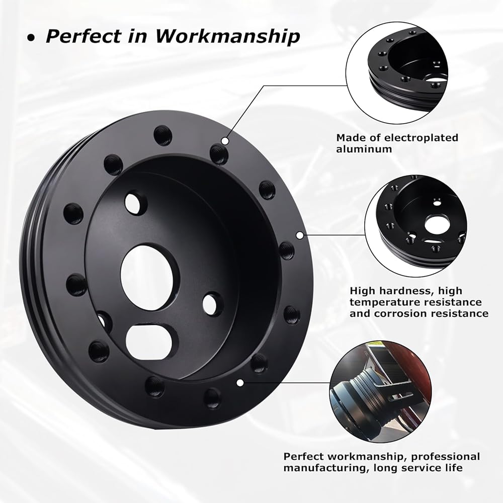 QYMOPAY 0.5 inch steering wheel hub adapter conversion spacer 6 holes to 3 hole steering wheel adapter given adapter boss kit (black)