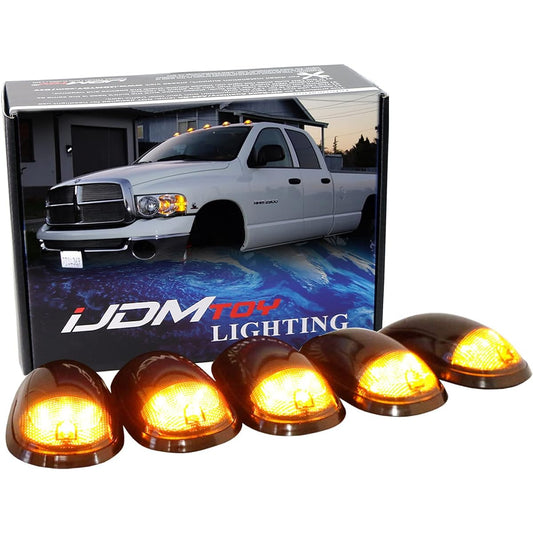 IJDMTOY Smoke Lens Amber LED Cab Roof Marker Light Kit Dodge 1500 2500 3500 Ford F Series Chevrolet/GMC Trucks, etc.