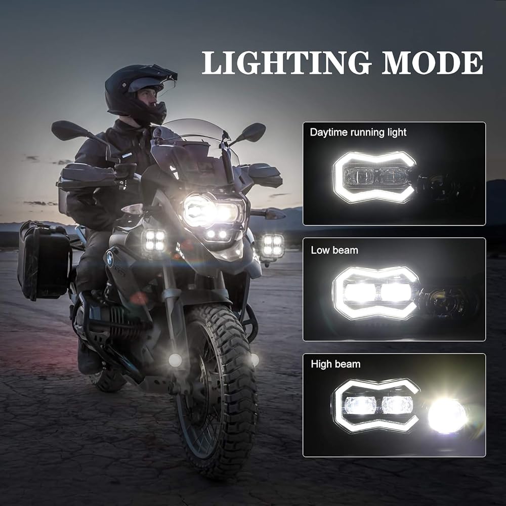 Audexen LED Headlight Assembly with Angel DRL High/Low Beam BMW F800GS F800GS Adventure F700GS F650GS