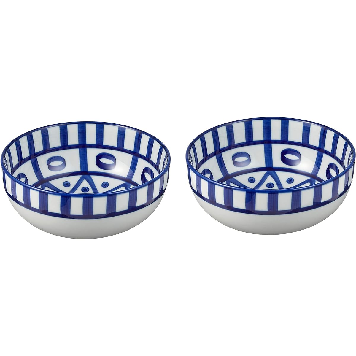 DANSR DANSK Pair Cereal Ball Arabesque 525ml Microwave/Oven/Dishwasher Safe S02212AL/2DANSK Scandinavian Modern Pottery Arabesque Cereal Ball 525ml Scandinavian Modern Pottery Shining in Cobalt Blue Cobalt Blue Pottery Art Microwave Oven that Reflects th