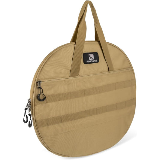 Multi Griddle Case Compatible with JHQ Multi Griddle Case Iron Plate Storage Bag with Cushioning Material PVC Lining Fabric Supports up to 41cm with the handle of the iron plate Includes back mesh pocket Frying Pan Case BBQ BBQ Outdoor Camping (Khaki L)