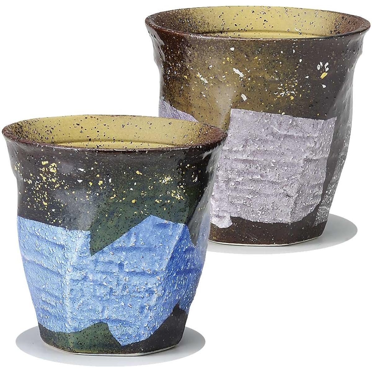 Kutani Ware Pair Free Cup Ginsai Gold and Silver Chirashi AK4-1162