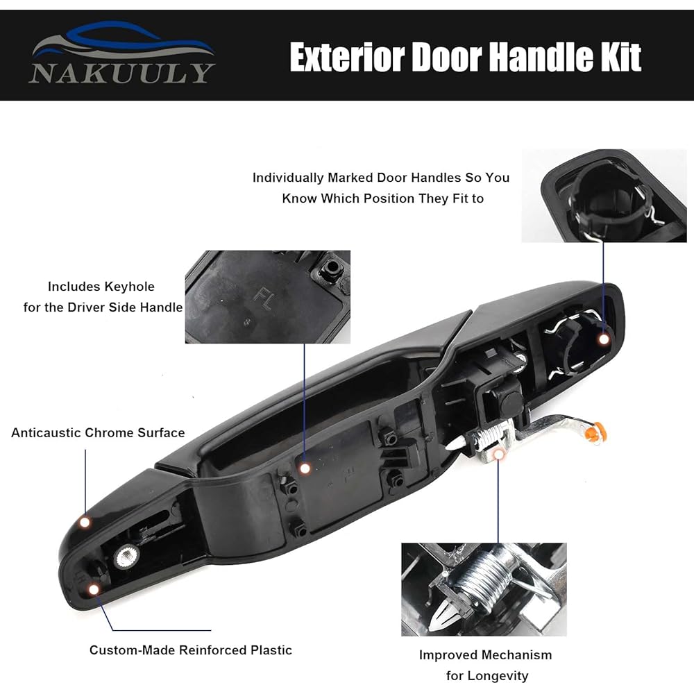 Exterior Black Outside Door handle Frontoria driver & for passenger seats for passenger seats 2007-2014 Cadillac Escaled Chevrolet Sylvalard Sabarban GMC Sierra Ucon Replacement 208258 22738721 259605722 227387222