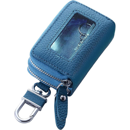 [AWESOME] Smart key case double zipper type with clear window light blue ASK-CMW004