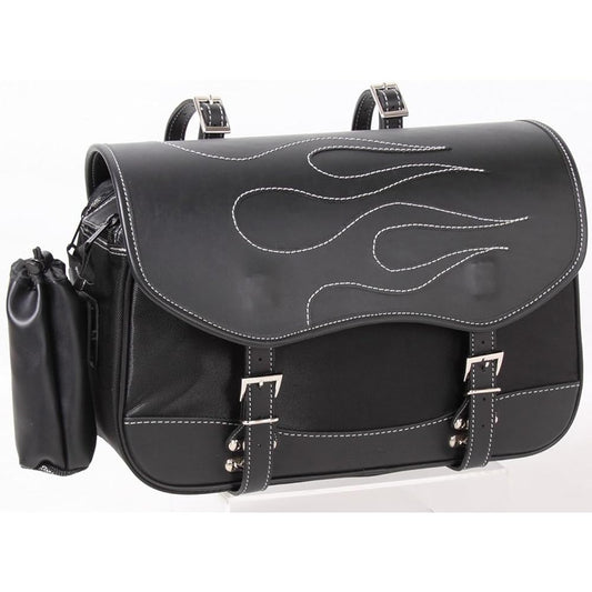 DEGNER Nylon Saddle Bag Fire Stitch PVC (Synthetic Leather)/Nylon Black Length 27 x Width 43 x Height 16 cm NB-96