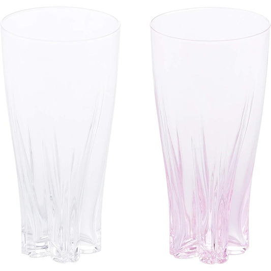 Hyaku Percent (100%) Beer Glass Red and White 380cc SAKURASAKU Glass [Sakurasaku Glass] SG-01PP Set of 2