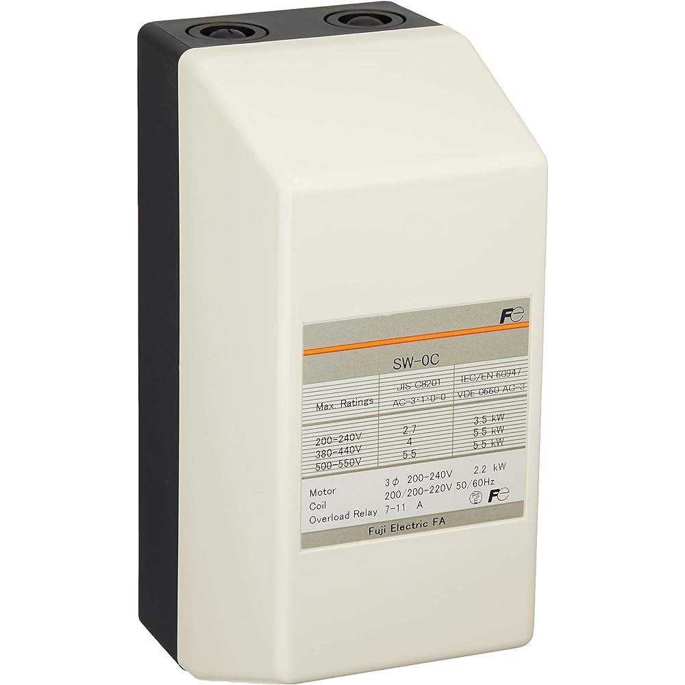 Fuji Electric Electromagnetic Switch Standard Type with Case Cover SW-0C-200V-2.2KW-AC200V-1A